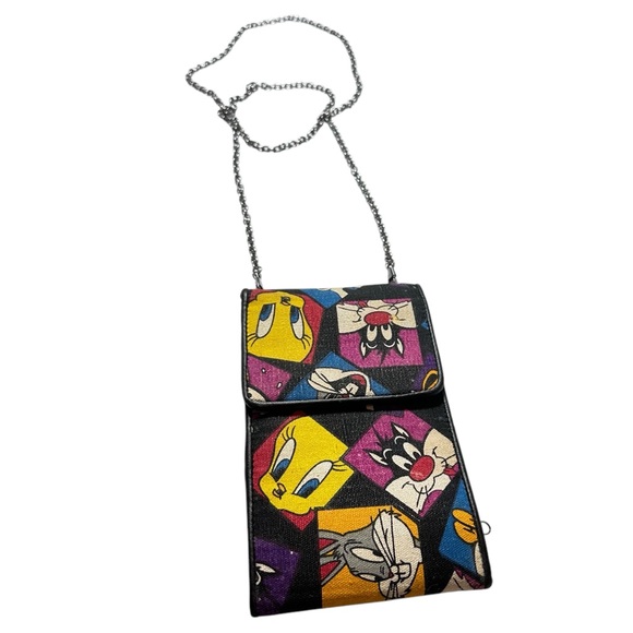 Vintage 90s Looney Tunes Tweety Bird Bugs Sylvester Mini Crossbody Wallet - Picture 1 of 9